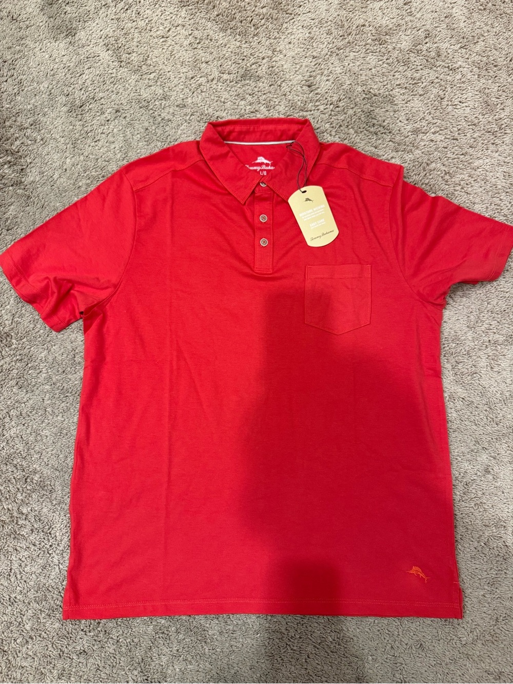 Tommy Bahama Men’s Large Coral Polo Shirt Short Sleeve Pocket NWT